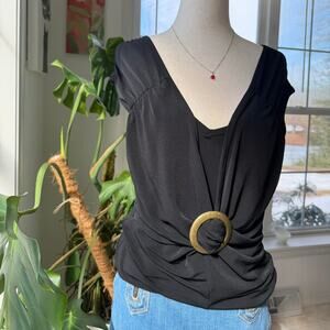 Vintage 2000s J.T.B Sleeveless Top with Bronze Ring Detail Medium